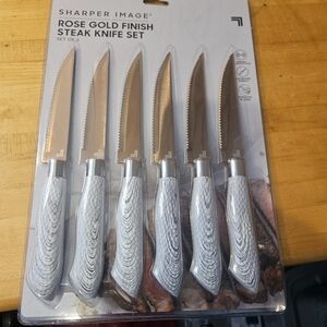 Shaper Image Rose Gold Finish Steak Knife Set  Of 6 - NEW
